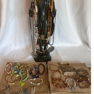 Mixed Lot Boho-Style Jewelry Necklaces, Bracelets, Earrings Boho Jewelry Bundle